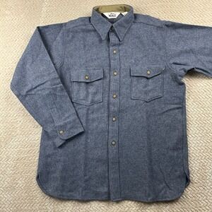 Vintage Woolrich Wool Button up Long Sleeve Men's Large Grandpa Cabin core
